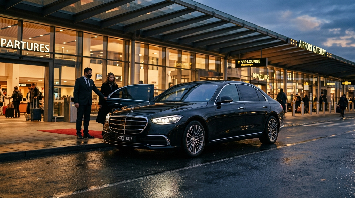 VTC Oyonnax — Chauffeur privé à l'aéroport Lyon Genève, berline Mercedes-Benz prestige